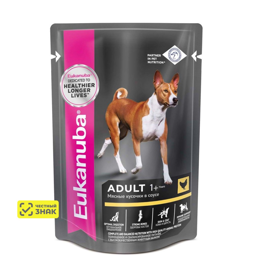 Eukanuba Adult all breed Консервированный полнорационный корм для взрослых собак всех пород старше 1 года с говядиной в соусе
