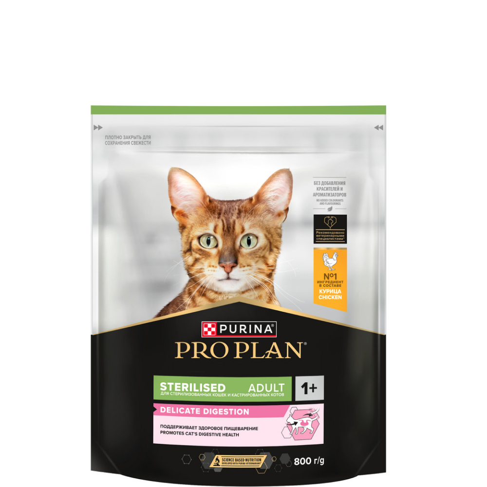 PRO PLAN Сухой корм для стерилизованных кошек, с индейкой, 800 г