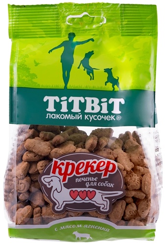 Лакомство для собак мелких пород TITBIT Лакомый кусочек Крекер Печенье с мясом ягненка (250 г)