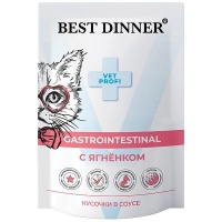 Влажный корм (консервы) BEST DINNER EXCLUSIVE VET PROFI GASTRO INTESTINAL для взрослых кошек при заболеваниях желудочно-кишечного тракта с ягненком в соусе пауч 85 гр