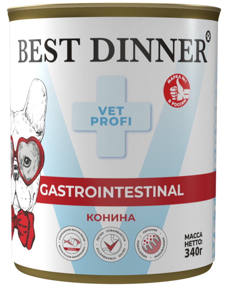 Корм влажный для собак BEST DINNER Vet Profi Exclusive Gastro Intestinal с чувствительным пищеварением рубленое мясо с кониной 2